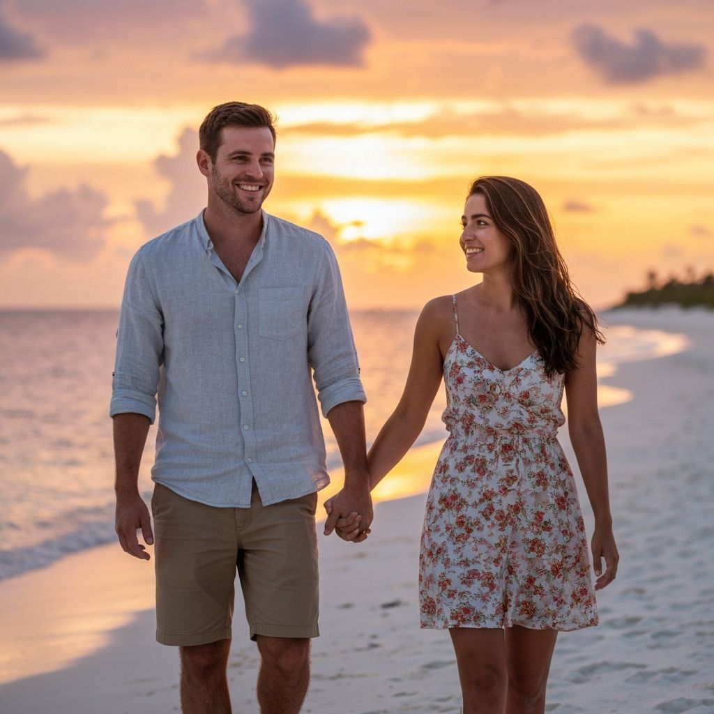 Romantic couple on honeymoon